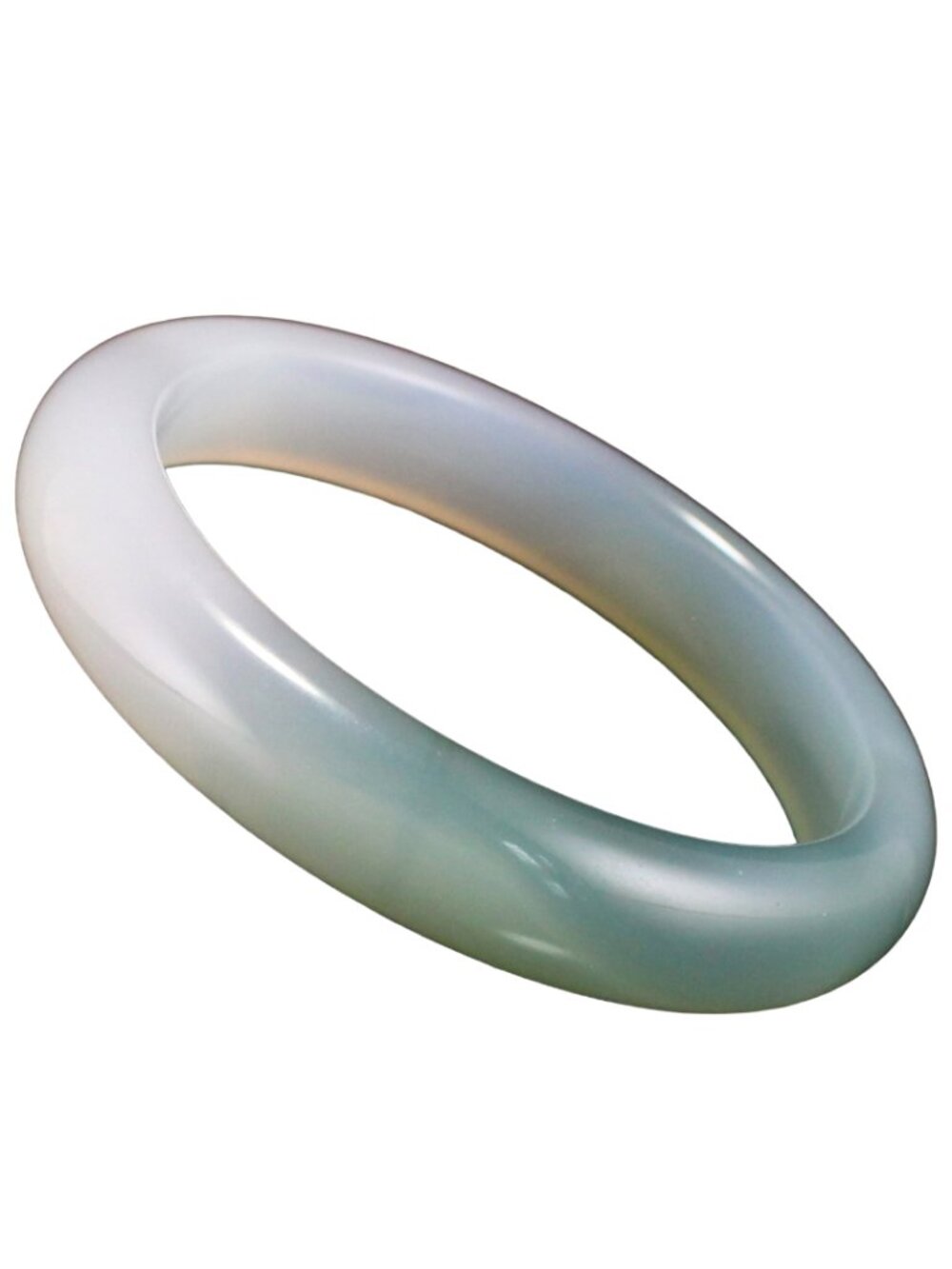 Natural Agate Bangle Bracelet 33.8g 56.5mm ID Light Green Chalcedony Stone A001